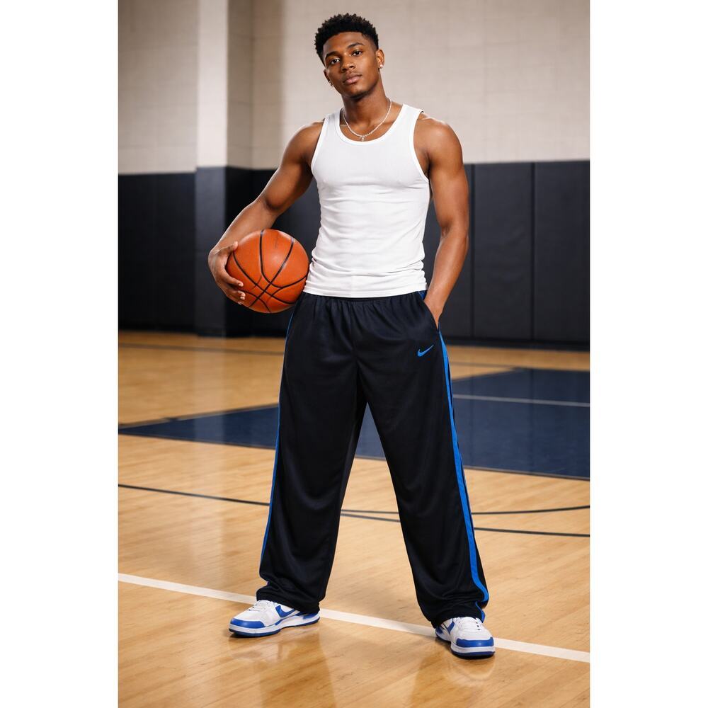 Nike Track Pants Baggy Mens XL Blue Basketball Wide Leg Skater Y2k Style
